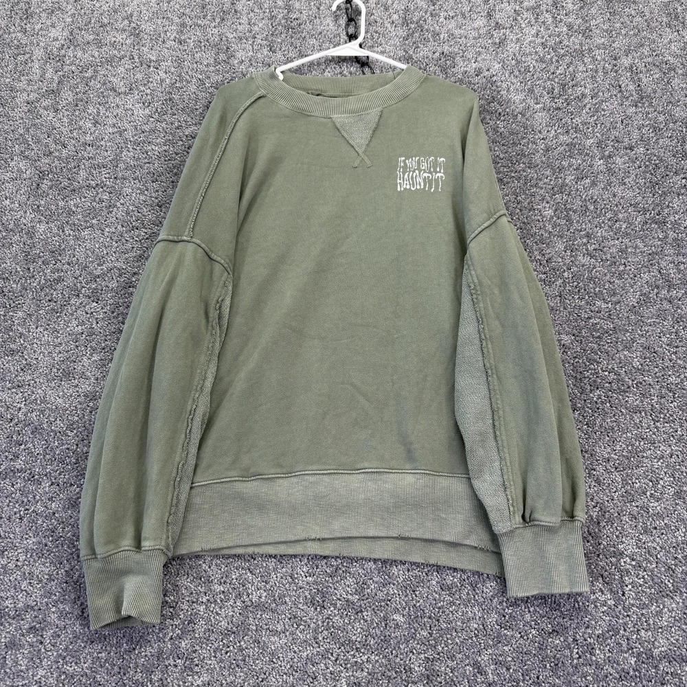 Aerie Sweatshirt Womens Medium Green If You Got It Haunt It Halloween Pullover